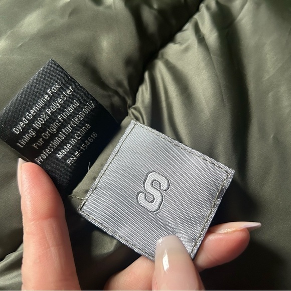 VOLARE New York Camouflage fox fur jacket army green and black size S NWT - Picture 14 of 16